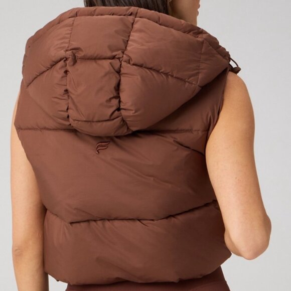 Brown Cropped Puffer Vest Size S - Picture 4 of 5